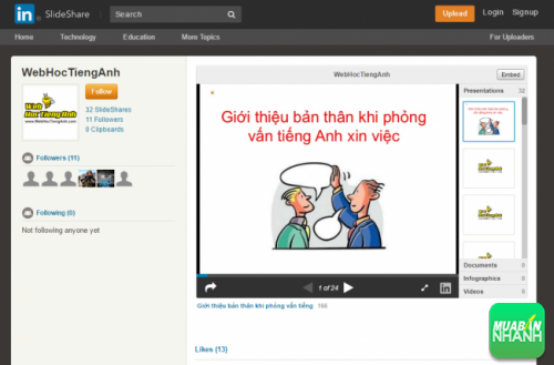 SlideShare WebHocTiengAnh - Bee Learn English 