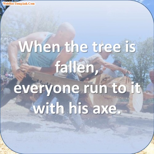 When the tree is fallen, everyone run to it with his axe.